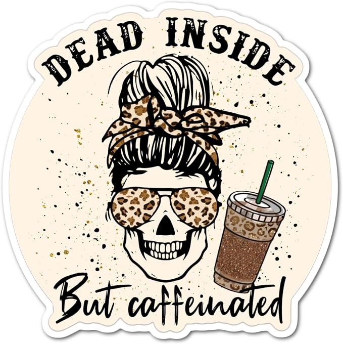 3.1" Skeleton Mama Loves Coffee Caffeinated Brew Dead Inside Laminated Laptop by Handmade