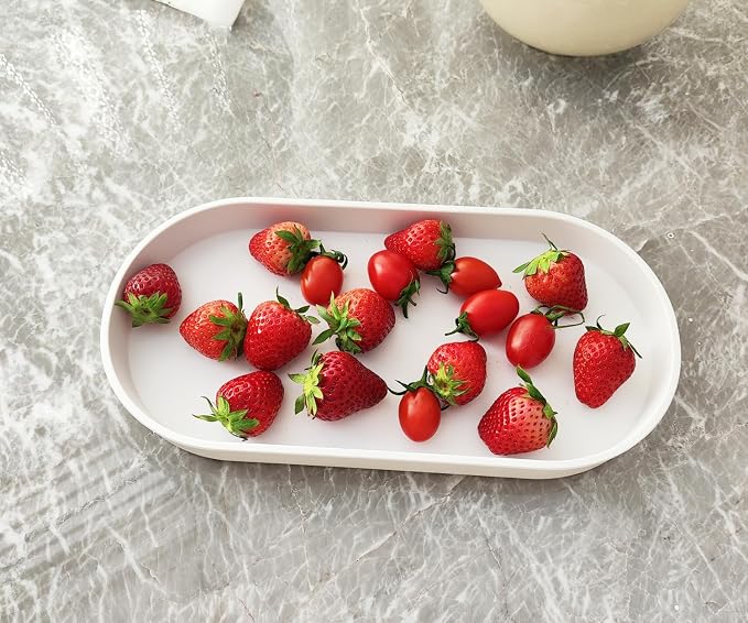 White Small Tray, Oval Tray, Countertop Organizer | - Image 4