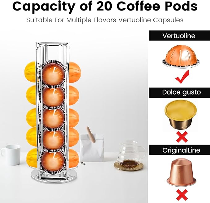 Coffee Pod Stand Holder for Nespresso Vertuoline 20 Pods, Coffee Bar Vertuo Pod - Image 2