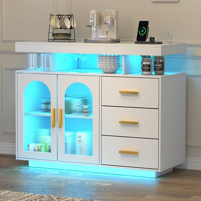 WOOVIVS LED Sideboard Buffet Cabinet by WOOVIVS