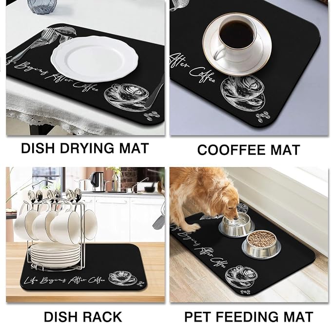 Coffee Mat - Fashion Absorbent Coffee Bar Mat - Drying Mat Waterproof Protects - Image 4