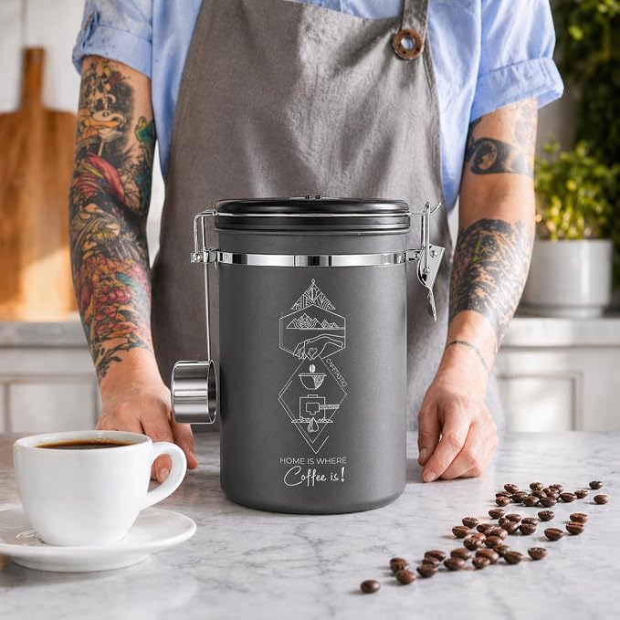 Large Coffee Canister – Airtight Stainless Steel Storage Container - Image 5