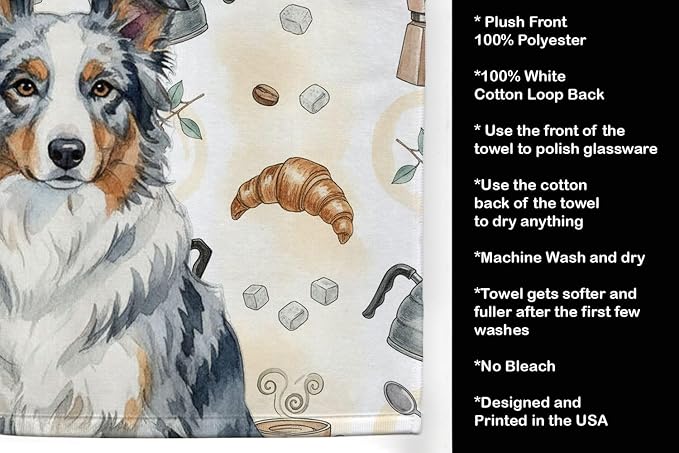 Caroline's Treasures Blue Merle Border Collie Coffee Bar Kitchen Towel Velour - Image 4