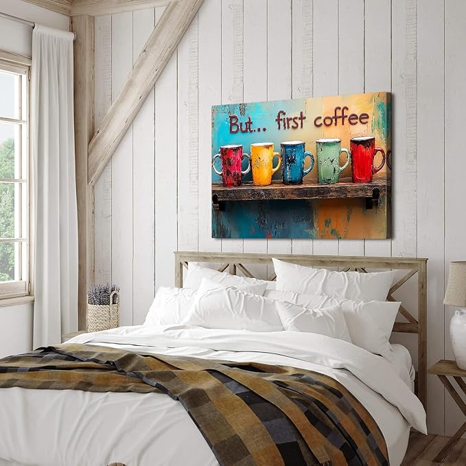 Colorful But First Coffee Sign Wall Art Kitchen Wall Decor Coffee Bar Station - Image 6