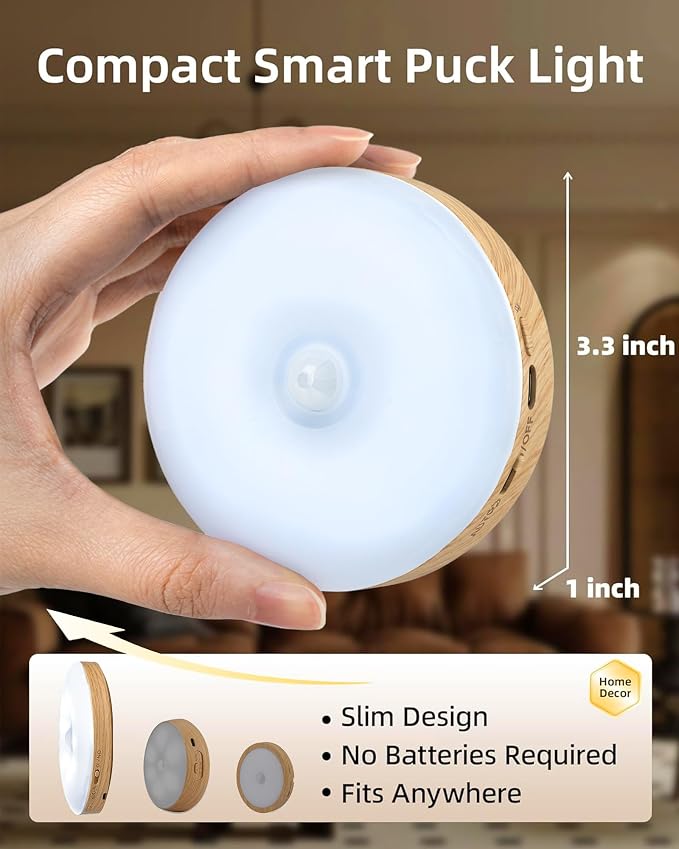 EZVALO Under Cabinet Lighting, 1000mAh Rechargeable Puck Lights - Image 2
