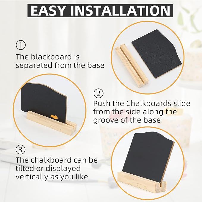 Mini Chalkboard Signs with Stand, 16 Pack Reusable Wooden Tabletop Chalkboard 4 - Image 4