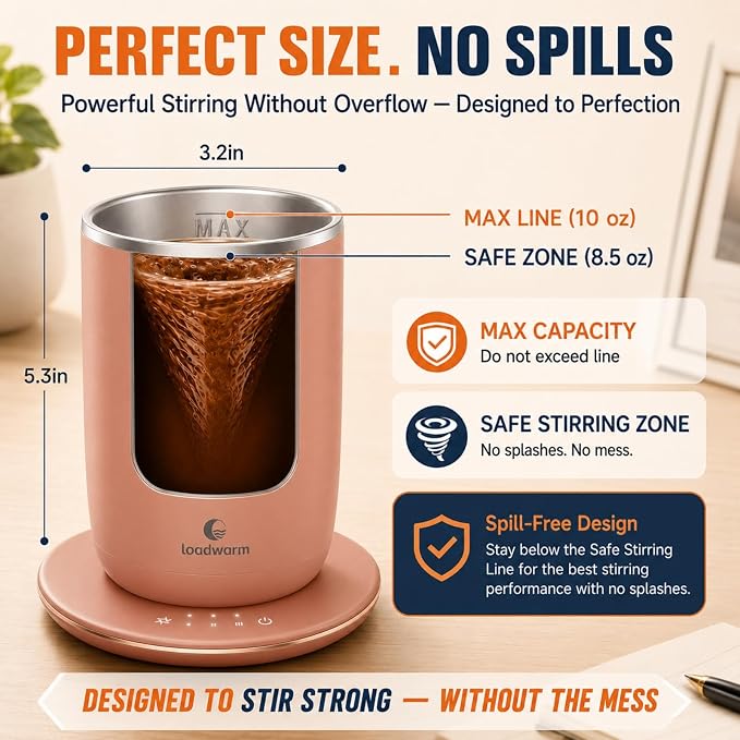 Self Heated Stirring Coffee Mug, 10oz Auto Mixing Cup - Image 5