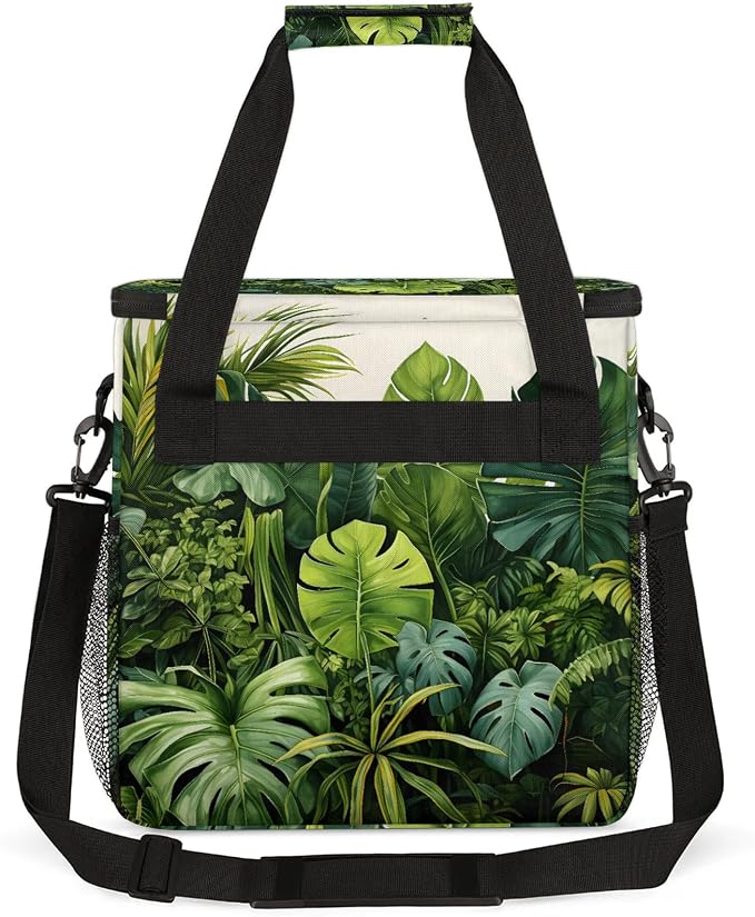 Tropical Green Leaves Coffee Maker Carring Bag, Large Insulated Storage - Image 5