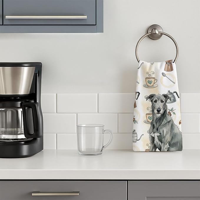 Caroline's Treasures Gray Irish Wolfhound Coffee Bar Kitchen Towel Velour Plush - Image 3