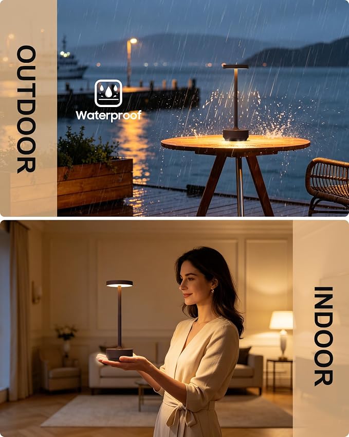 LED Cordless Table Lamp - 5000mAh Rechargeable Battery Operated Outdoor - Image 3