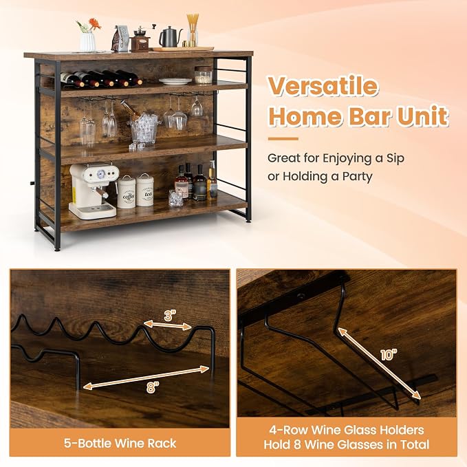 Giantex Home Bar Unit, 4 Tier Liquor Bar Table - Image 6