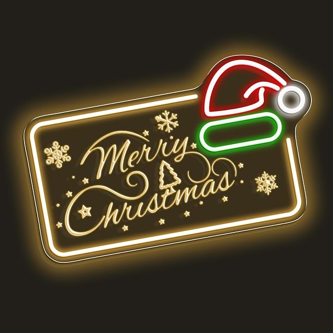 16.5 x 10’’ Merry Christmas Neon Sign, Carving LED Sign - Image 6