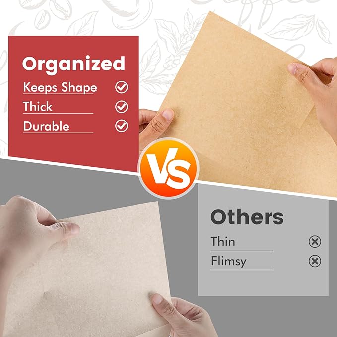 Pre-Folded Unbleached Cone Coffee Filters – Premium Thick Paper, Compatible - Image 4