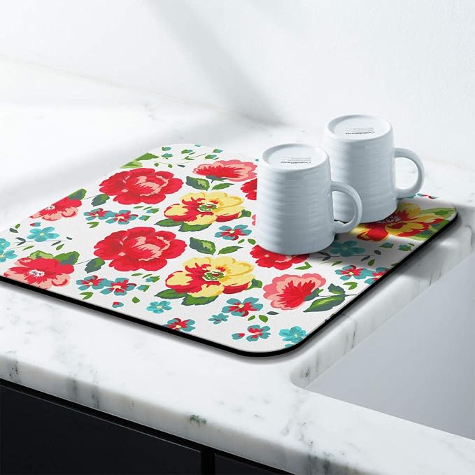 Coffee Bar Mat Accessories for Countertop Absorbent Hide Stain Rubber Backed - Image 4