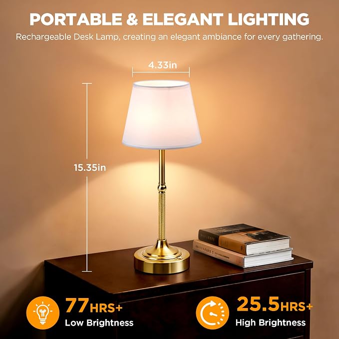 LUTEC 2 Pack Cordless Table Lamp, Battery Operated Lamp - Image 4