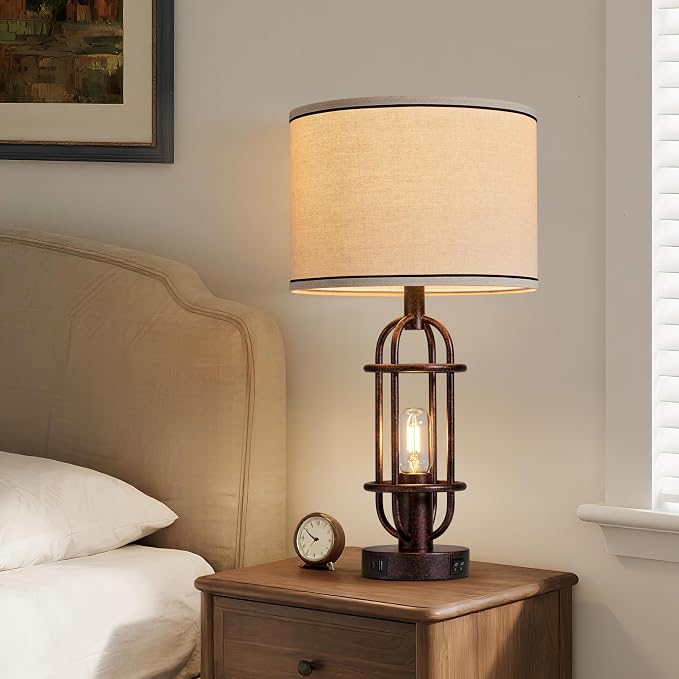 Reaketon 22.3" Table Lamps for Living Room Set of 2, Farmhouse Lamps for - Image 5