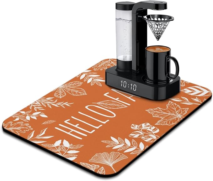 Fun Coffee Mat 24inx18in, Coffee Bar Mat by Kuyig+Home