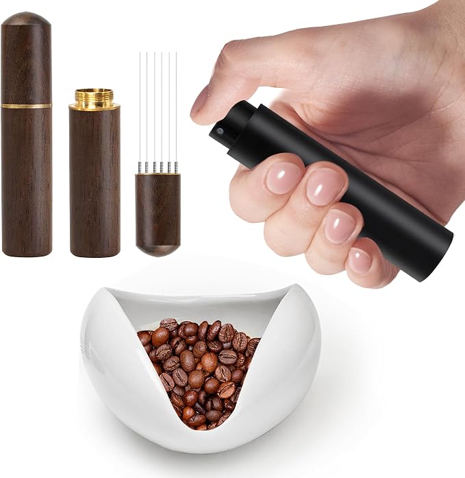 Coffee Bean Dosing Cup, RDT Spray Bottle, and 6-Needle WDT Tool by Betensh