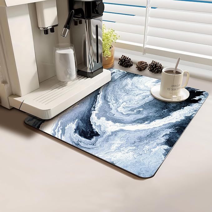 Coffee Bar Mat Rubber Dish Drying Mat by PtRug
