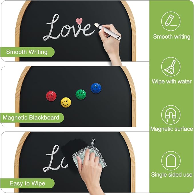 Curved Blackboard, 16.3″x20.4″, Magnetic Chalkboard, Holiday Gift, Pine Frame - Image 4