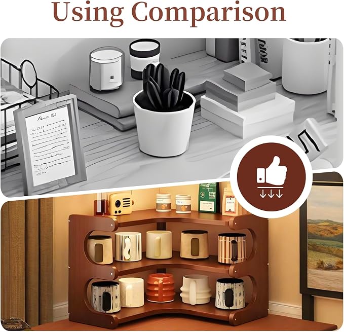 3-Tier Coffee Mug Organizer Corner, Corner Coffee Mug Holder, Cup Organizer - Image 6