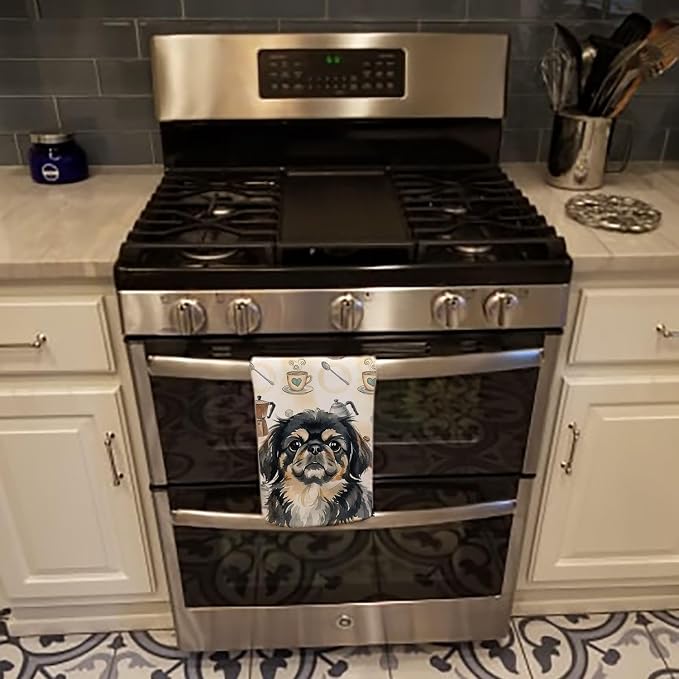 Caroline's Treasures Black and Tan Pekingese Coffee Bar Kitchen Towel Velour - Image 5