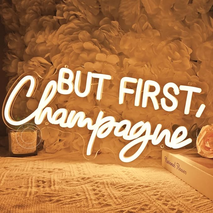 SYLHOME But First Champagne Led Neon Light Sign Home Bar Kitchen Man Cave Pub - Image 4