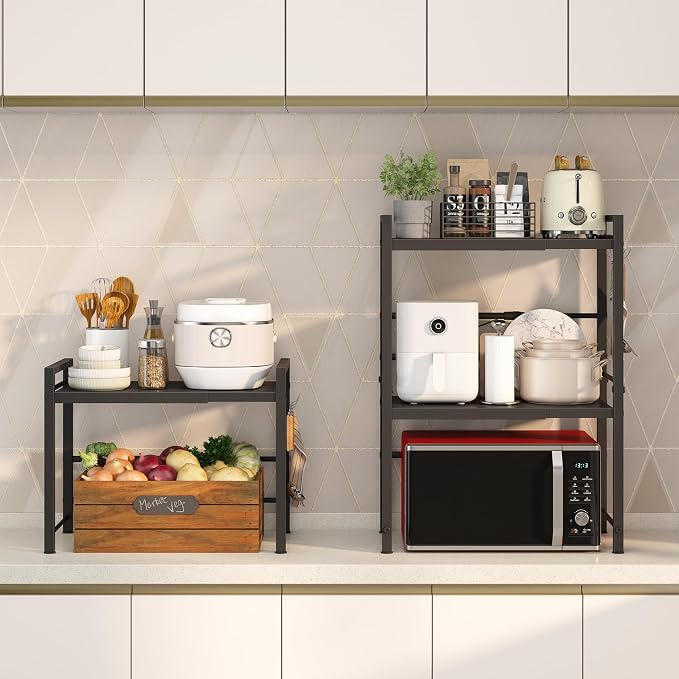 DOLALIKE Microwave Oven Rack, Expandable Microwave Stand Countertop Kitchen - Image 3