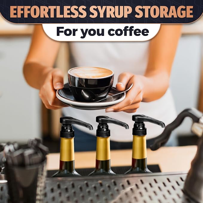 8 Pcs Pumps for Syrup Bottles Black - Image 7