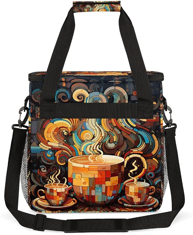 coffee beans cup cartoon Coffee Maker Carring Bag Travel Carrying Storage Tote - Image 5