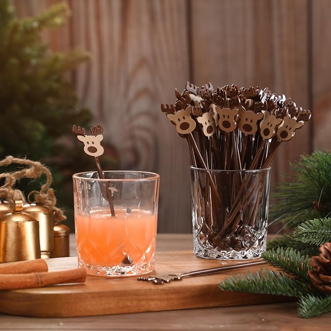Chengu 100 Pcs Winter Drink Stirrers Xmas Stir Sticks Bulk Holiday Coffee - Image 3