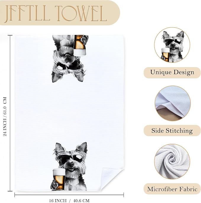 Funny Yorkshire Terrier Beer Kitchen Towels, Yorkshire Terrier Gifts Dish Tea - Image 7