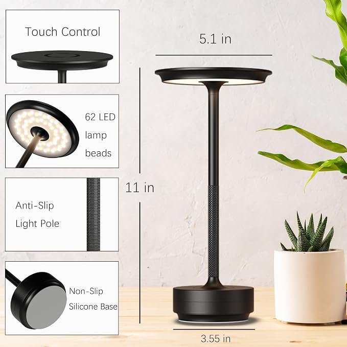 2 Pack Cordless Table Lamps Rechargeable, 5000mAh Portable LED Table Light - Image 7