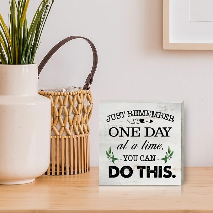 Just Remember One Day at a Time Wood Box Sign Home Decor Rustic Inspirational - Image 5