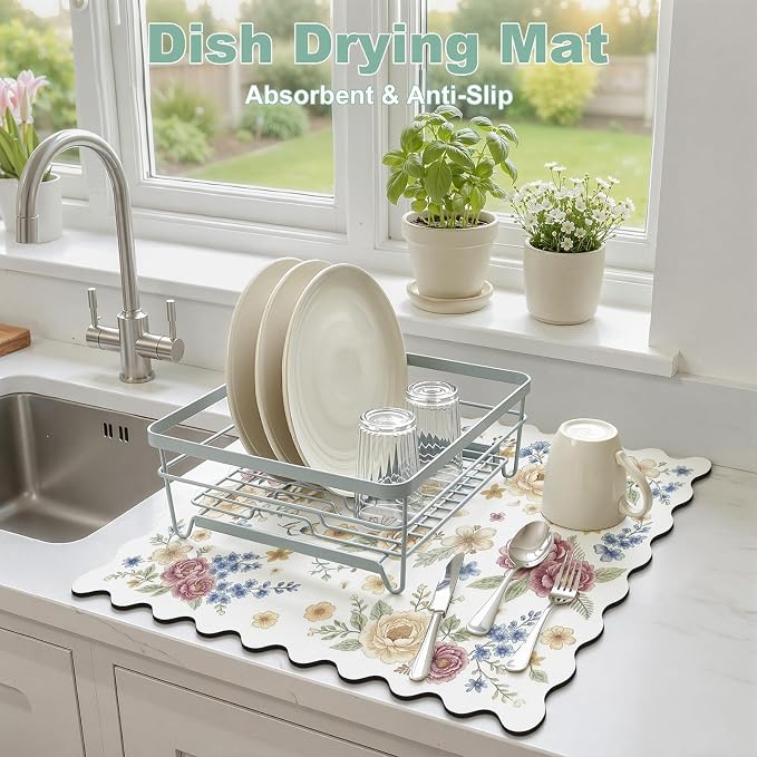 Dish Drying Mat for Kitchen Counter, Coffee Mat for Coffee Bar, Heat Resistant - Image 4