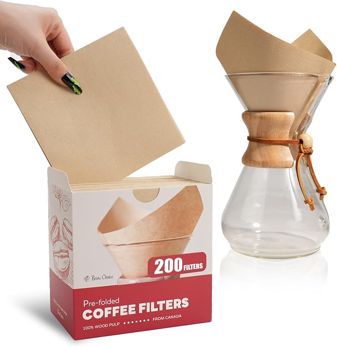 200ct Pre-folded Unbleached Cone Coffee Filters, Upgraded 30% Natural Thicker by Unknown