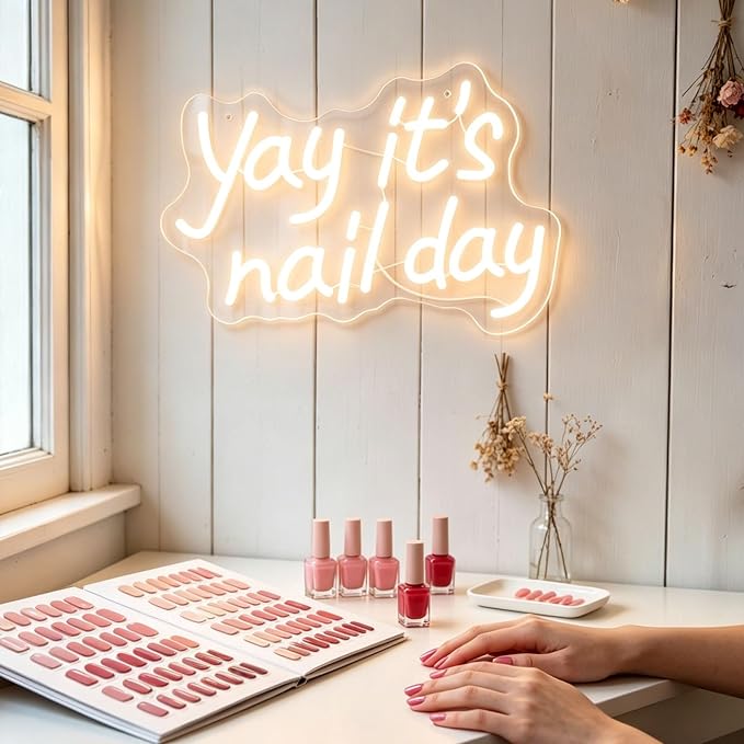Yay It's Nail Day Neon Sign for Wall Decor, LED Dimmable Lights Nail Room Decor - Image 4