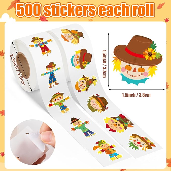 Haooryx Fall Scarecrow Sticker Rolls - Image 3