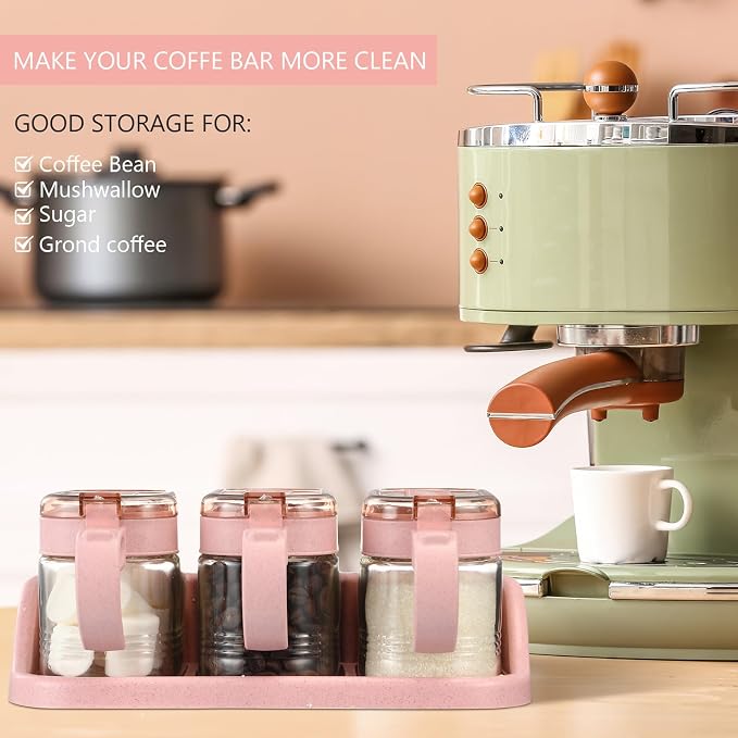 Suclain 3 Pcs Sugar Coffee Container Set 16 oz Glass Condiment Jar Spice - Image 4