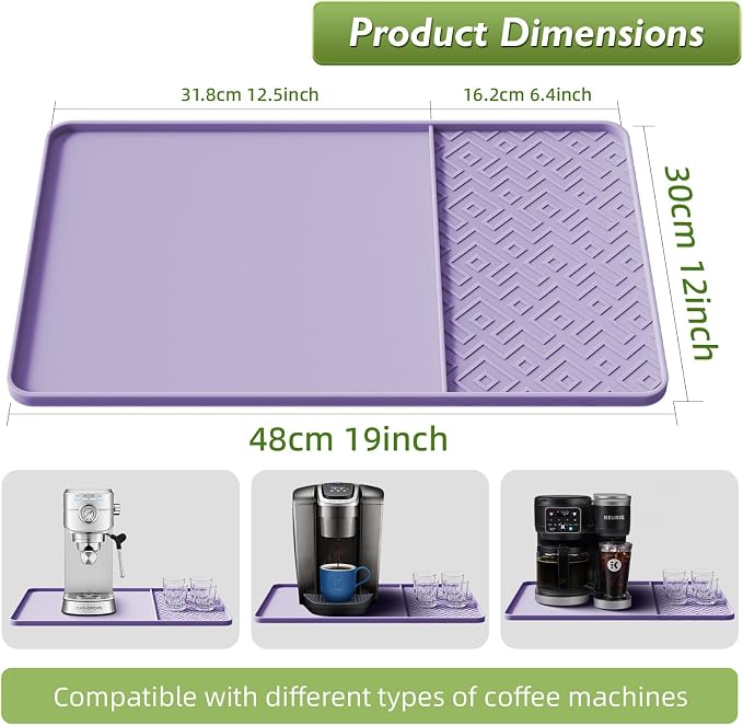 Silicone Coffee Mat with Raised Edges 19" x 12" – Waterproof Countertop Mat - Image 2