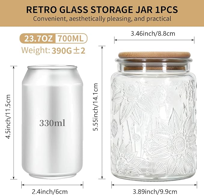 1Pc 24oz Sunflower Style Vintage Glass Candy Jar - Image 2