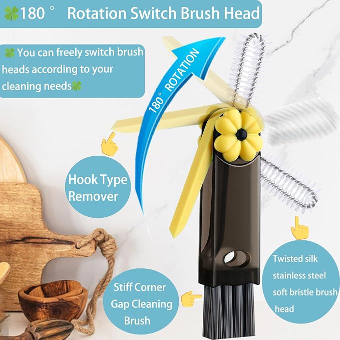 3-in-1 Cup Lid Cleaning Brush, Cup Lid Brush, Home Kitchen Crevice Brush Tools - Image 4