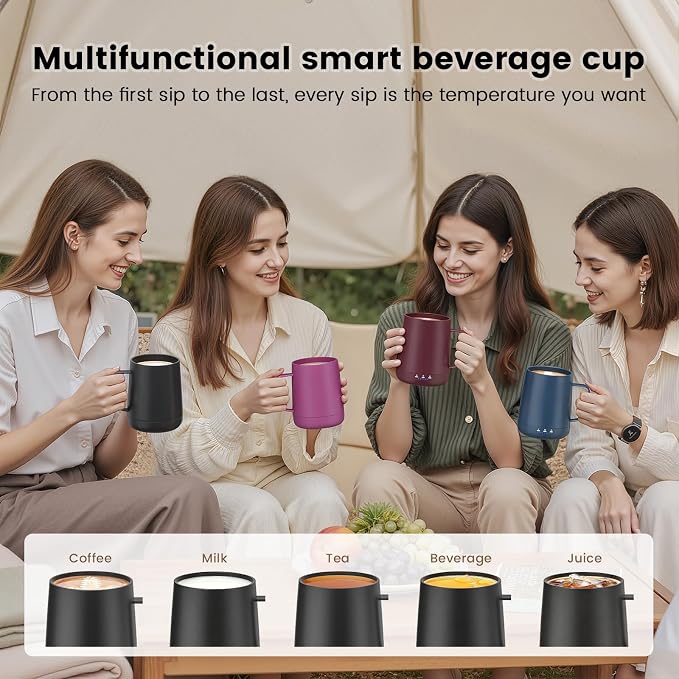 Smart Self Heating Coffee Mug, 14oz Temperature Control Coffee Mug, Hot up to - Image 7