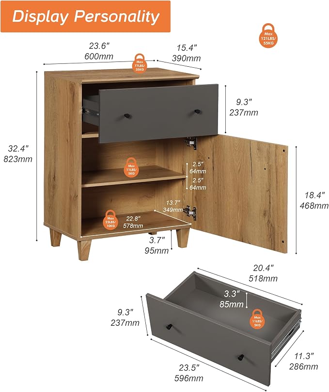 WAMPAT Buffet Cabinet with Drawer and Door - Image 2