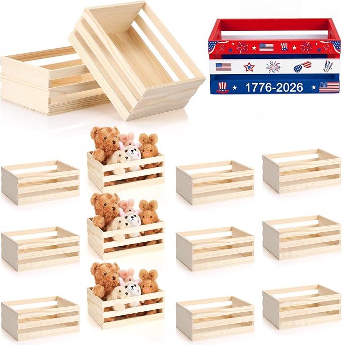 Gerrii 12 Pcs 8'' Small Wooden Crates by Gerrii