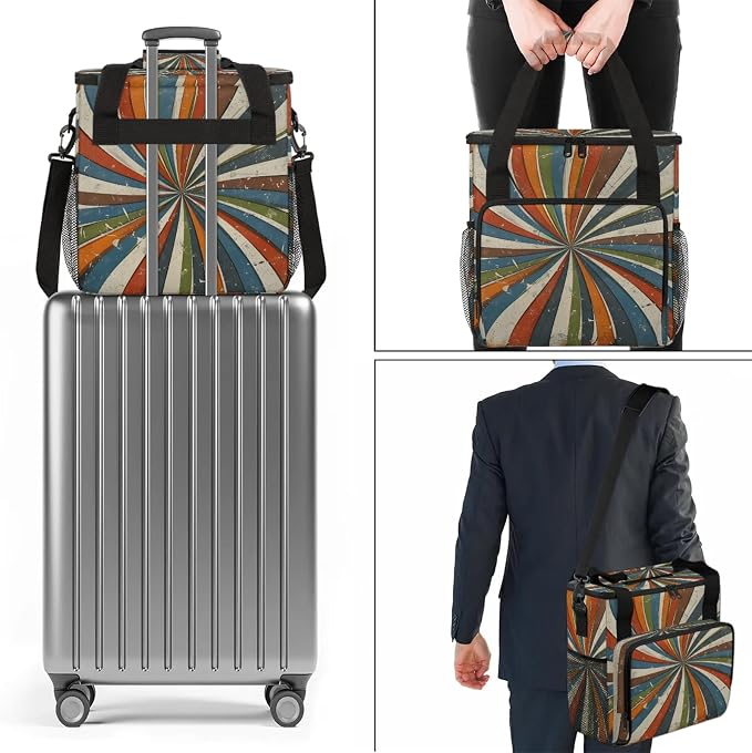 Vintage Pattern Coffee Maker Carring Bag, Large Insulated Storage Organizer - Image 7