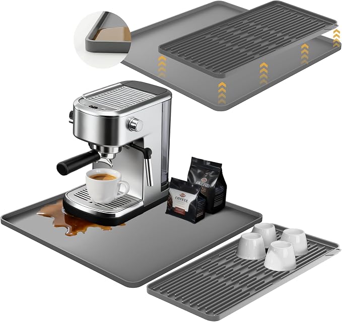 16×16-inch Barista-Grade Coffee Station Mat: Catch Spills, Protect Countertops! by TCULOSD