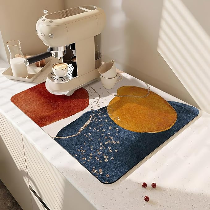 Coffee Bar Mat Rubber Dish Drying Mat by PtRug