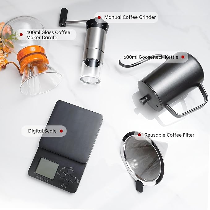 SuperCook Pour Over Coffee Kit, Coffee Maker Set, All in One Hand Drip Coffee - Image 2