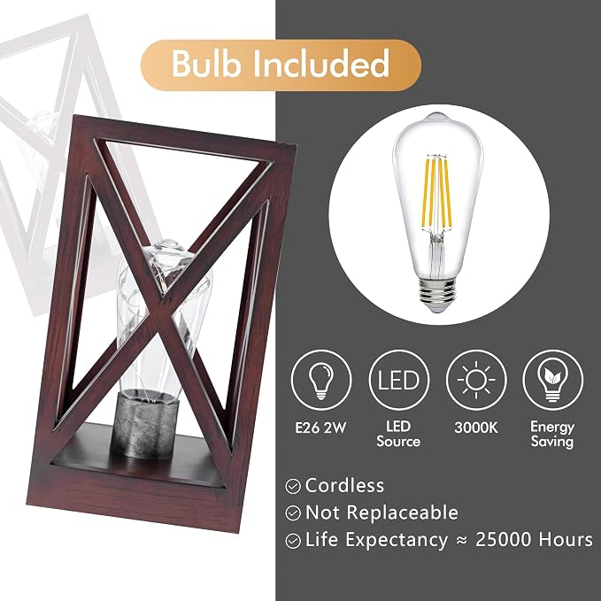 WINGBO 2 Pack Retro Battery Powered Table Lamps, Battery Operated Cordless Lamp - Image 4